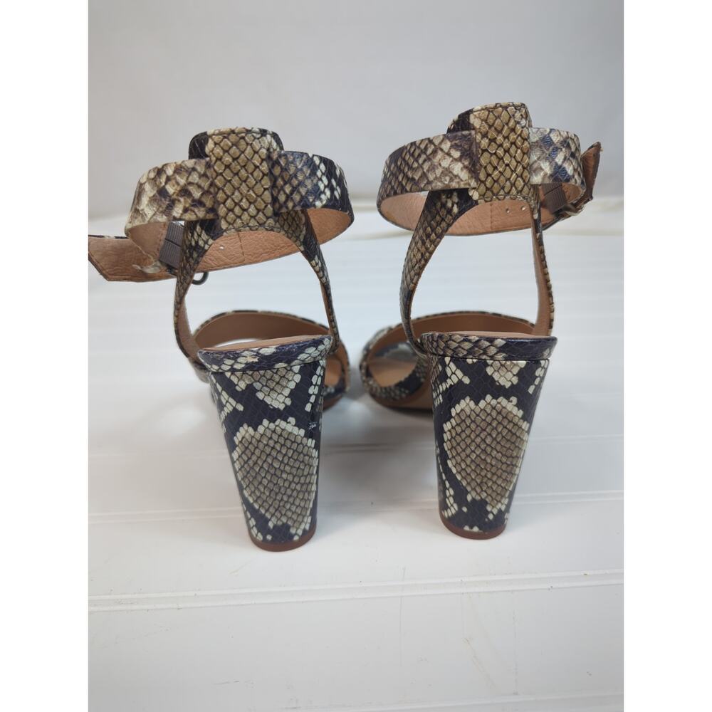 Madewell Liv Heeled Sandal Snake Embossed Leather Strappy 8 - Picture 4 of 6